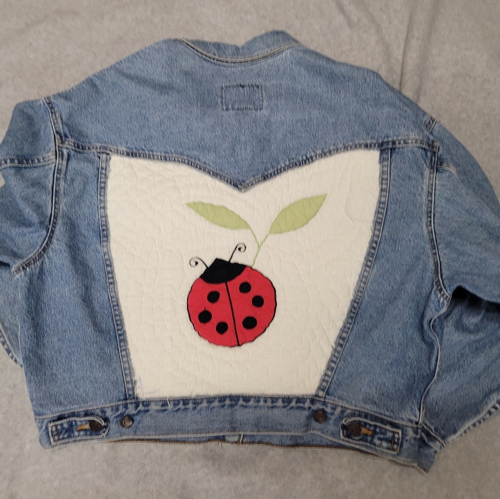 Upcycled jean jacket size L